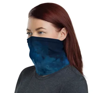 Dark Blue Face Mask Covering Shield, Tie Dye Bandana Neck Warmer-Made in USA/EU