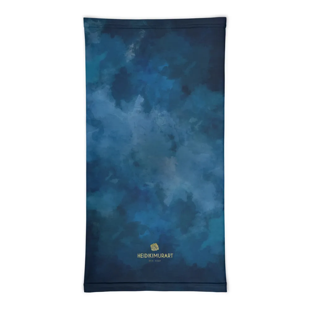 Dark Blue Face Mask Covering Shield, Tie Dye Bandana Neck Warmer-Made in USA/EU
