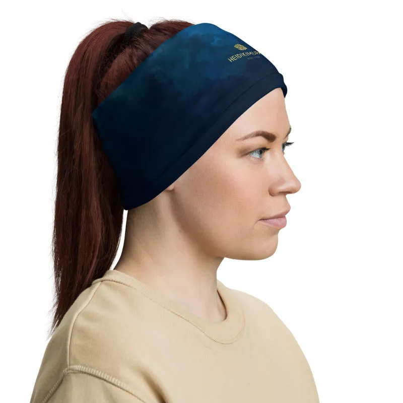 Dark Blue Face Mask Covering Shield, Tie Dye Bandana Neck Warmer-Made in USA/EU