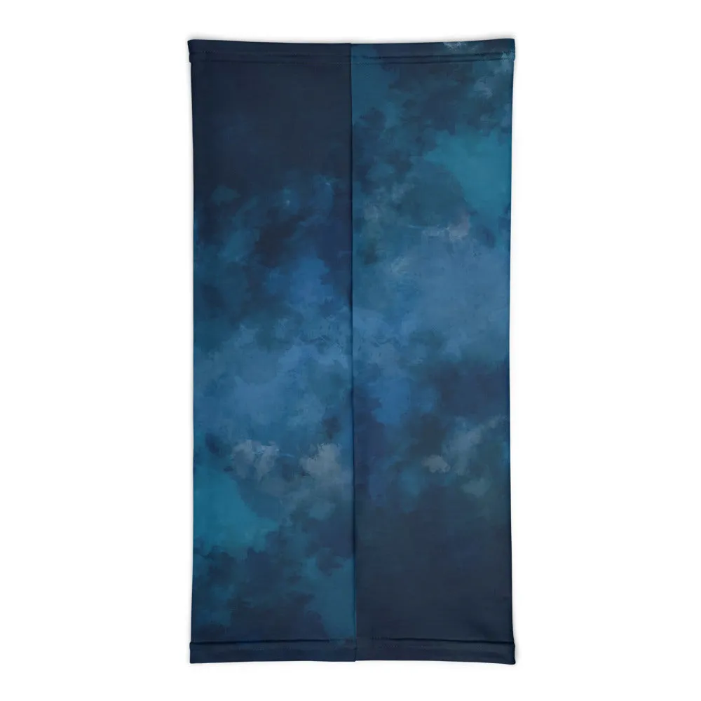 Dark Blue Face Mask Covering Shield, Tie Dye Bandana Neck Warmer-Made in USA/EU
