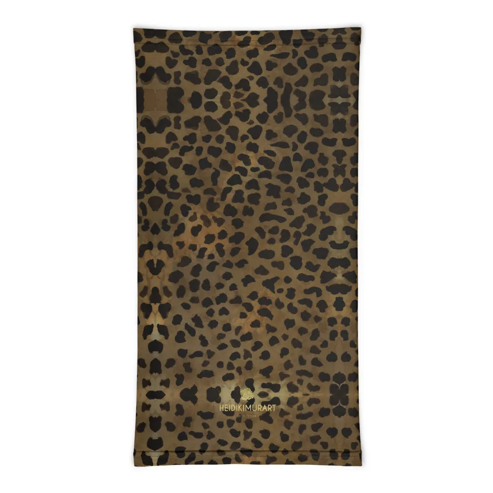 Dark Brown Cheetah Face Mask Shield, Headband Bandana Wristband-Made in USA/EU