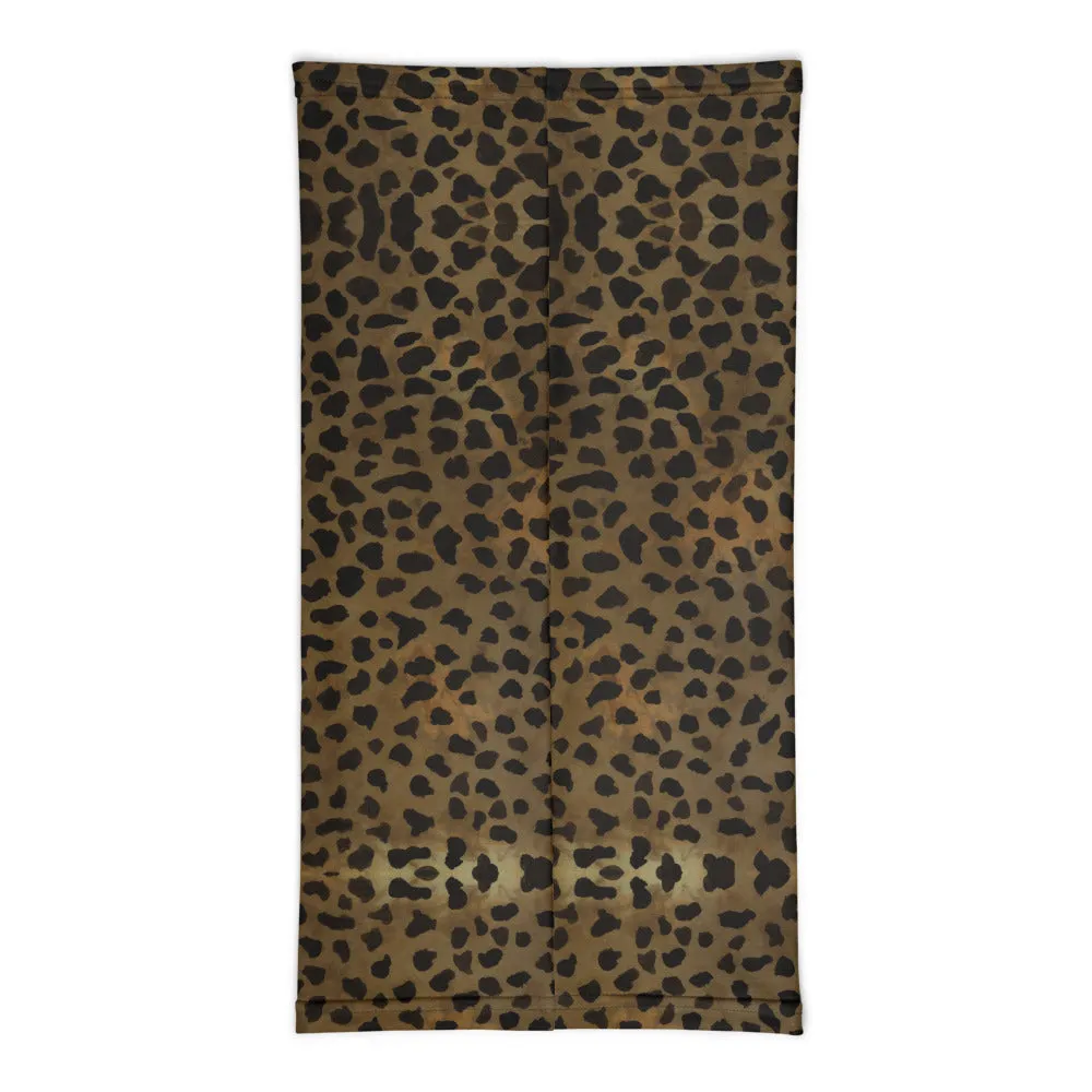 Dark Brown Cheetah Face Mask Shield, Headband Bandana Wristband-Made in USA/EU