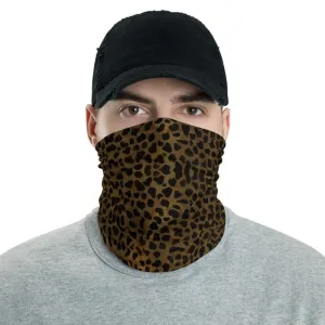 Dark Brown Cheetah Face Mask Shield, Headband Bandana Wristband-Made in USA/EU