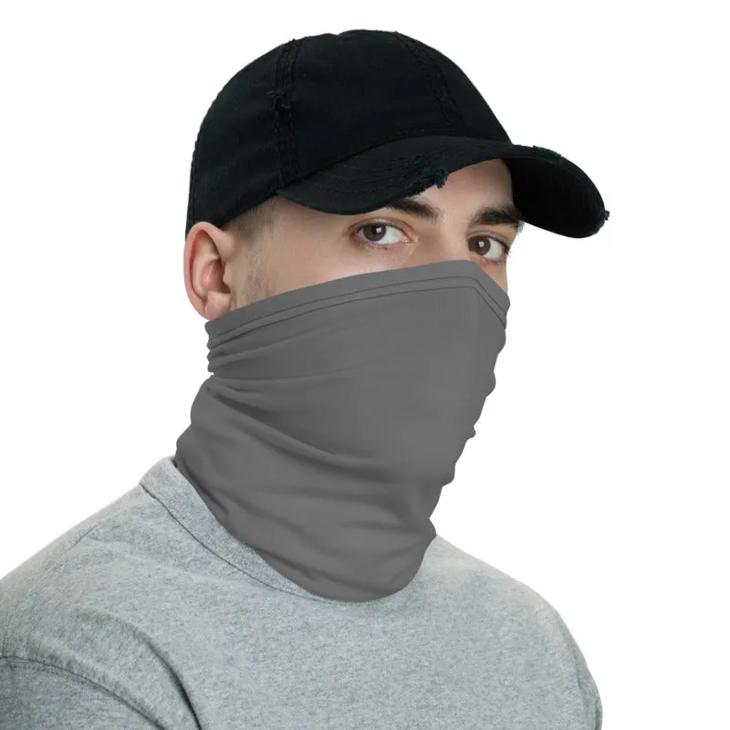 Dark Grey Washable Face Mask Shield, Neck Warmer Bandana Headband-Made in USA/EU