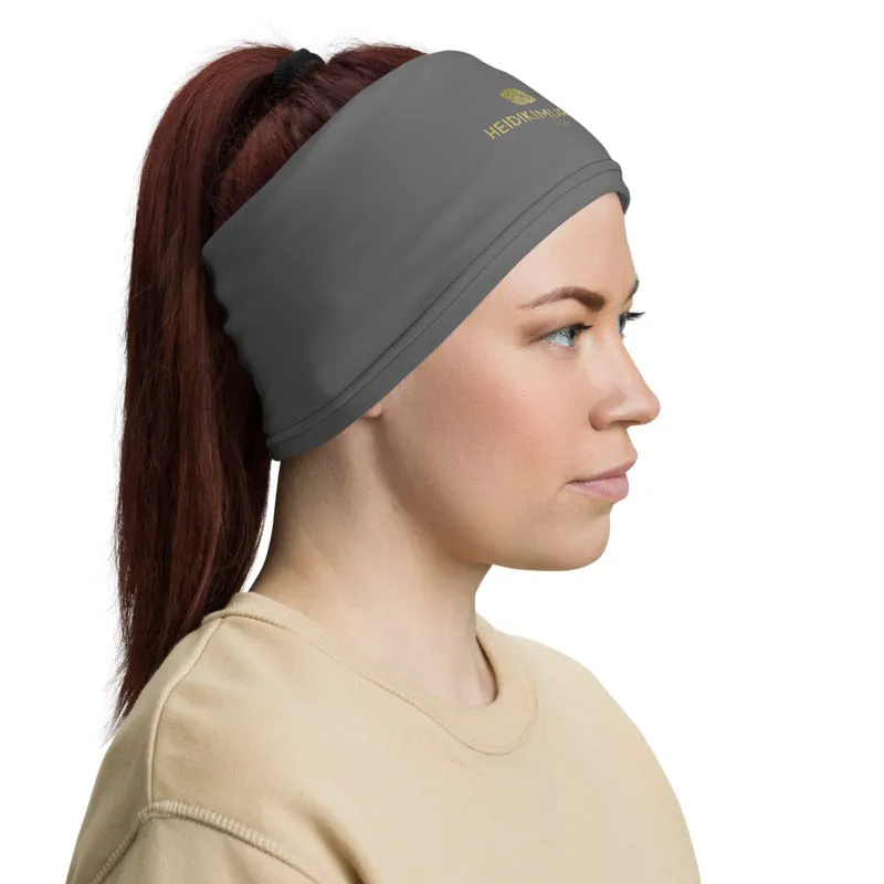 Dark Grey Washable Face Mask Shield, Neck Warmer Bandana Headband-Made in USA/EU