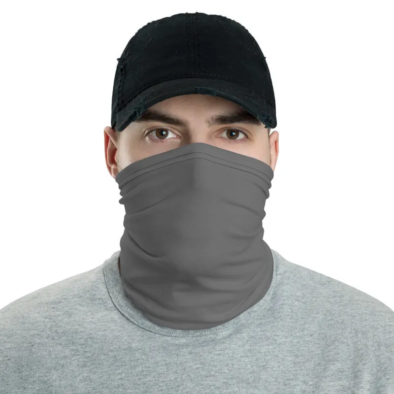 Dark Grey Washable Face Mask Shield, Neck Warmer Bandana Headband-Made in USA/EU