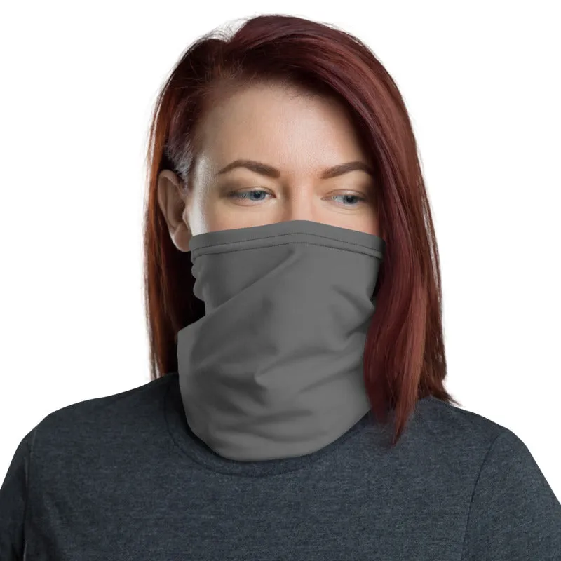 Dark Grey Washable Face Mask Shield, Neck Warmer Bandana Headband-Made in USA/EU