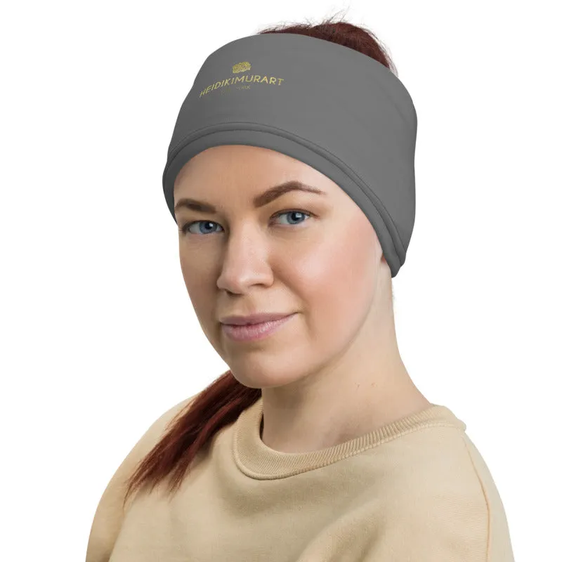 Dark Grey Washable Face Mask Shield, Neck Warmer Bandana Headband-Made in USA/EU