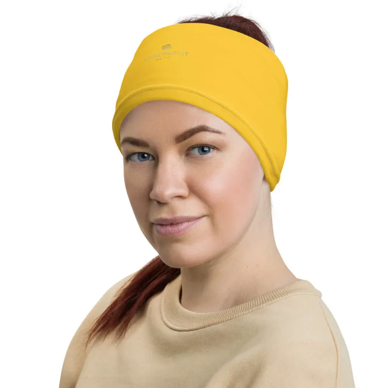 Dark Yellow Washable Face Masks Shield, Reusable Neck Warmer Bandana-Made in USA/EU