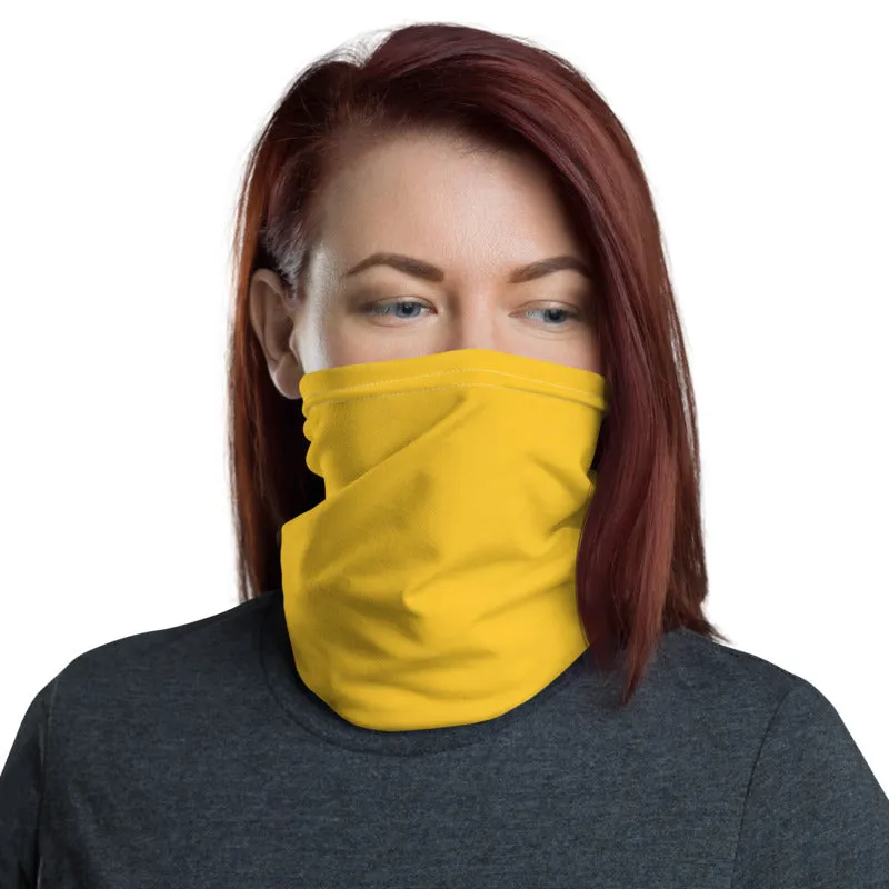 Dark Yellow Washable Face Masks Shield, Reusable Neck Warmer Bandana-Made in USA/EU