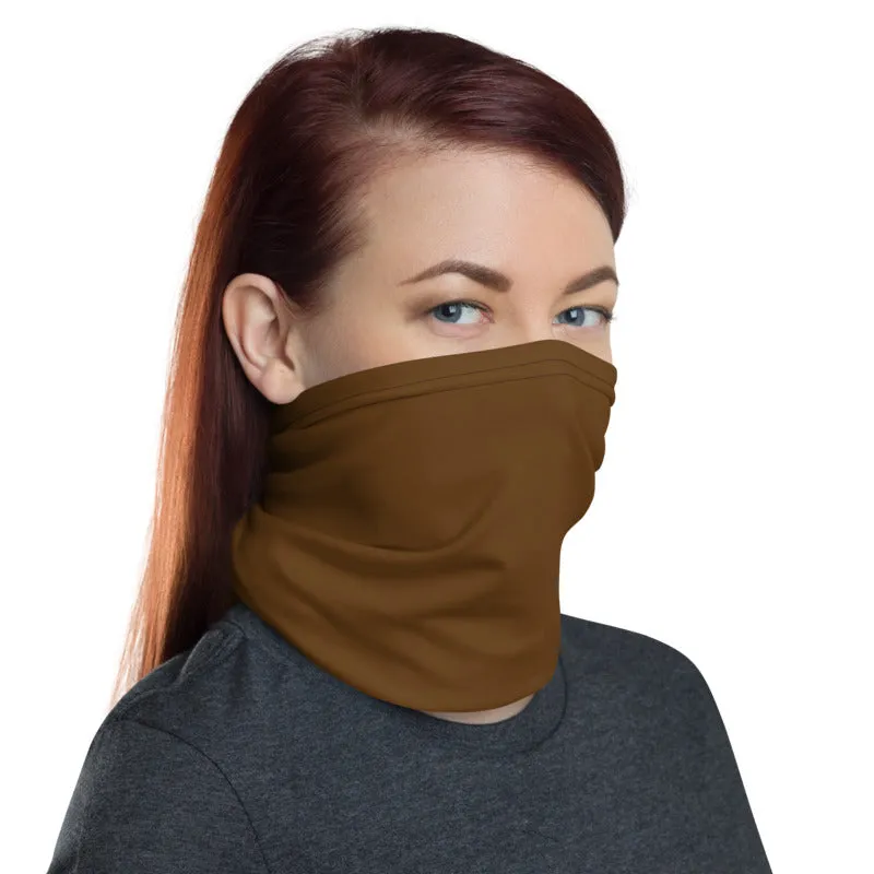 Earth Brown Face Mask Shield, Reusable Washable Headband Bandana-Made in USA/EU