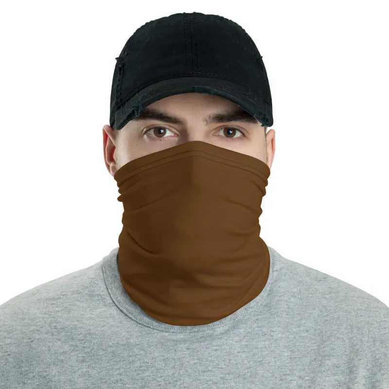Earth Brown Face Mask Shield, Reusable Washable Headband Bandana-Made in USA/EU