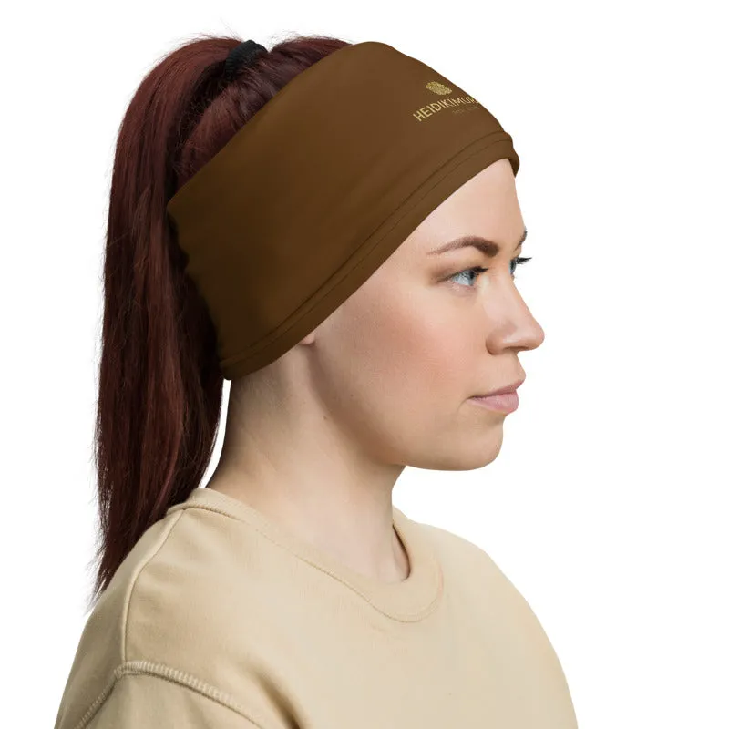 Earth Brown Face Mask Shield, Reusable Washable Headband Bandana-Made in USA/EU
