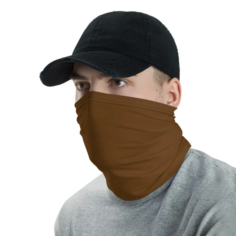Earth Brown Face Mask Shield, Reusable Washable Headband Bandana-Made in USA/EU