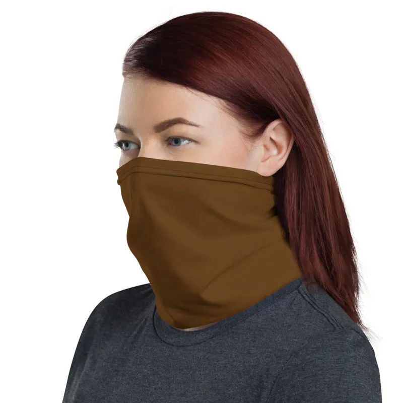 Earth Brown Face Mask Shield, Reusable Washable Headband Bandana-Made in USA/EU