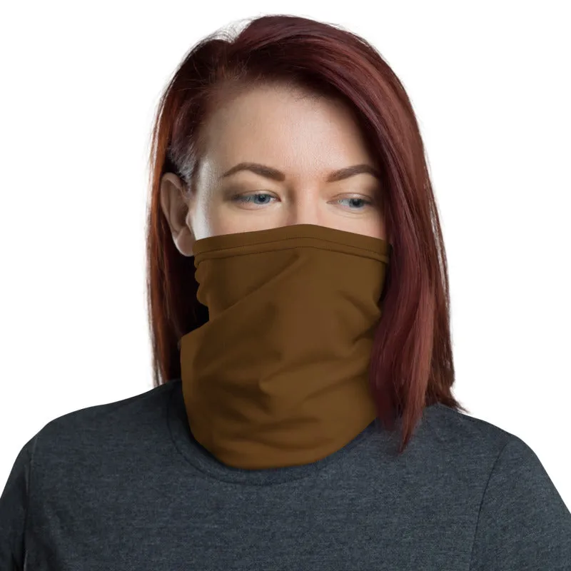 Earth Brown Face Mask Shield, Reusable Washable Headband Bandana-Made in USA/EU