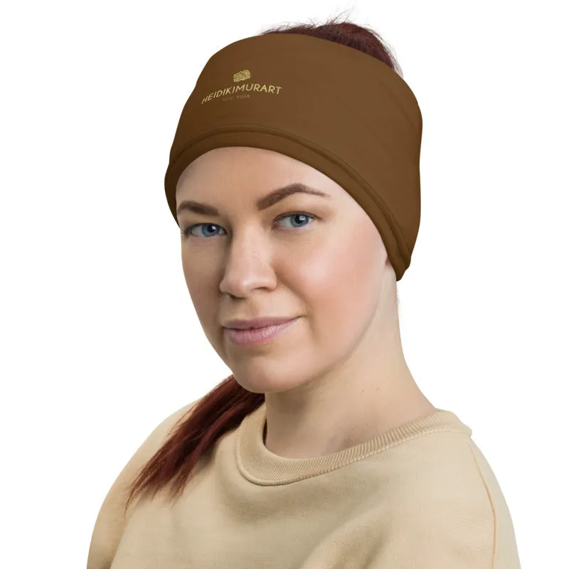 Earth Brown Face Mask Shield, Reusable Washable Headband Bandana-Made in USA/EU