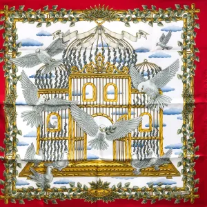 Envol Hermes Scarf by Joachim Metz 90cm Silk Twill Red Unworn