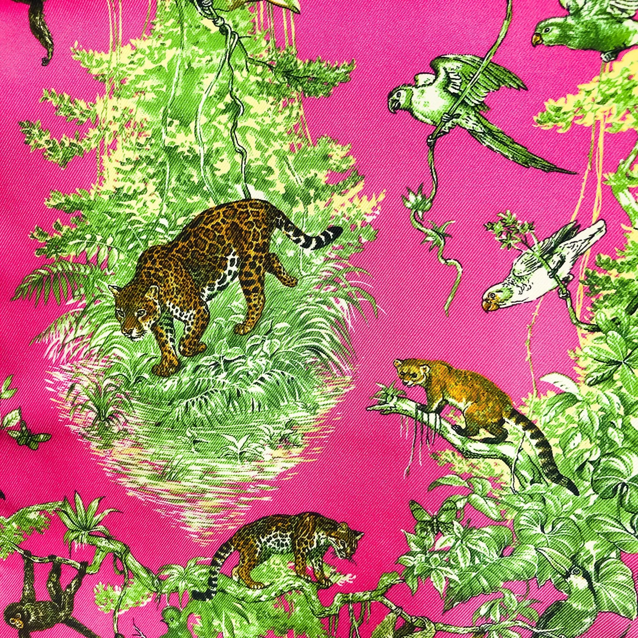 Equateur Hermes Maxi Twilly Scarf Reversible MIB w/Store Tag Bright Pink