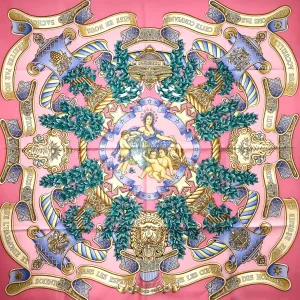 Europe Hermes Scarf by Metz 90 cm Silk Pink CW