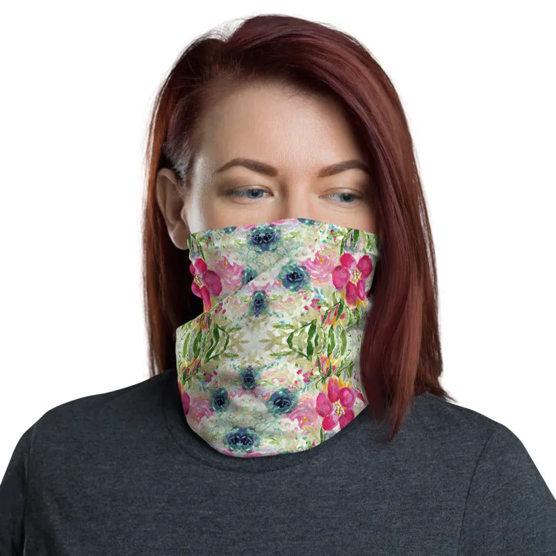 Floral Rose Face Masks, Women's Face Mouth Cover Neck Gaiter Warmer-Made in USA/EU