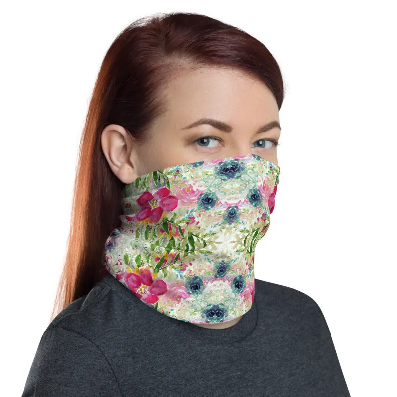 Floral Rose Face Masks, Women's Face Mouth Cover Neck Gaiter Warmer-Made in USA/EU