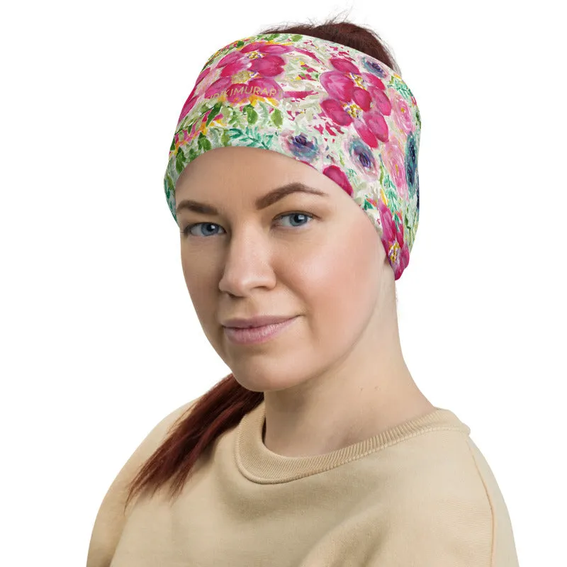 Floral Rose Face Masks, Women's Face Mouth Cover Neck Gaiter Warmer-Made in USA/EU
