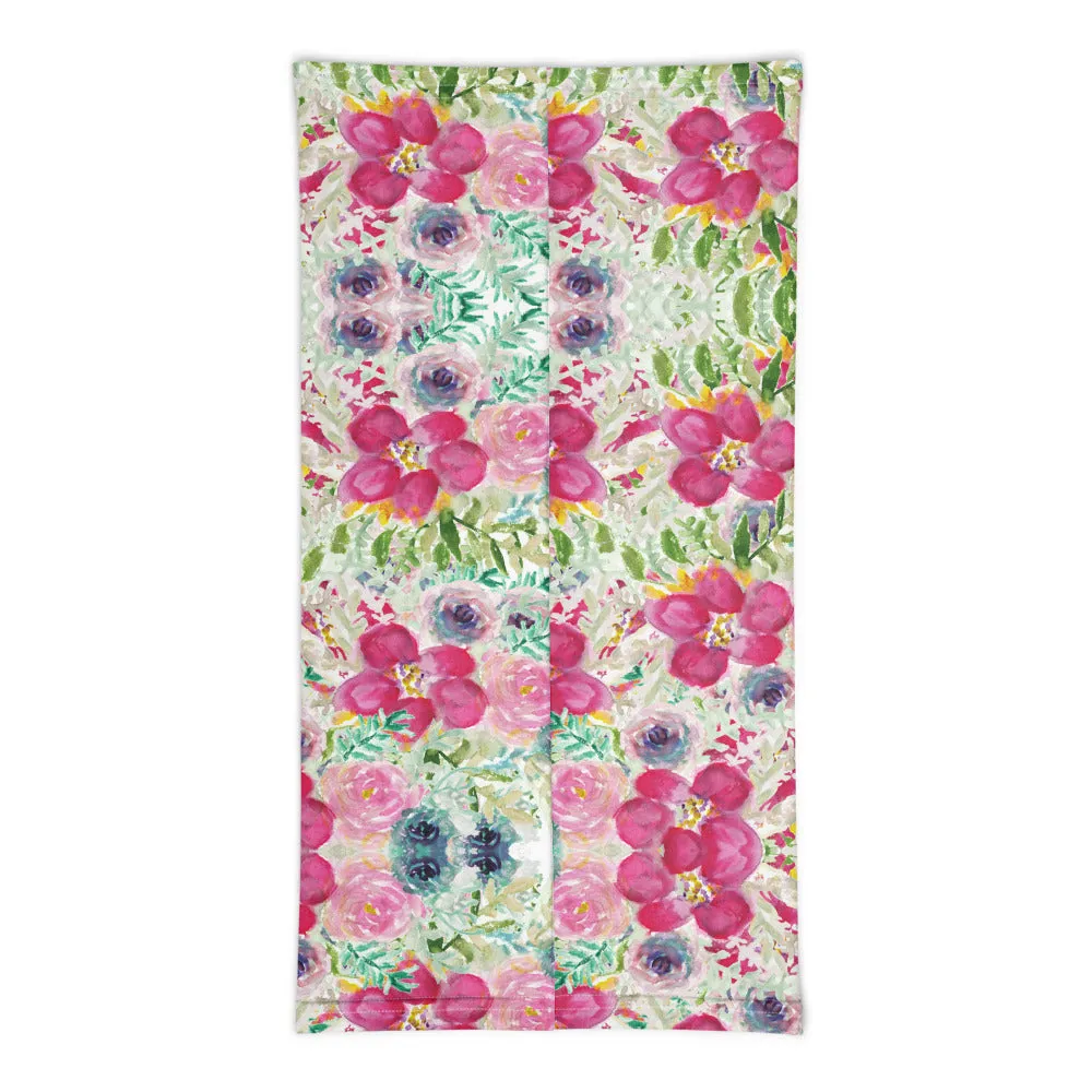 Floral Rose Face Masks, Women's Face Mouth Cover Neck Gaiter Warmer-Made in USA/EU