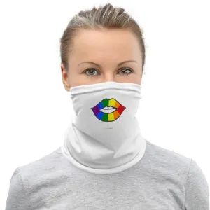 Gay Lips Funny Neck Gaiter, Gay Pride Unisex Washable White Face Masks-Made in USA/EU