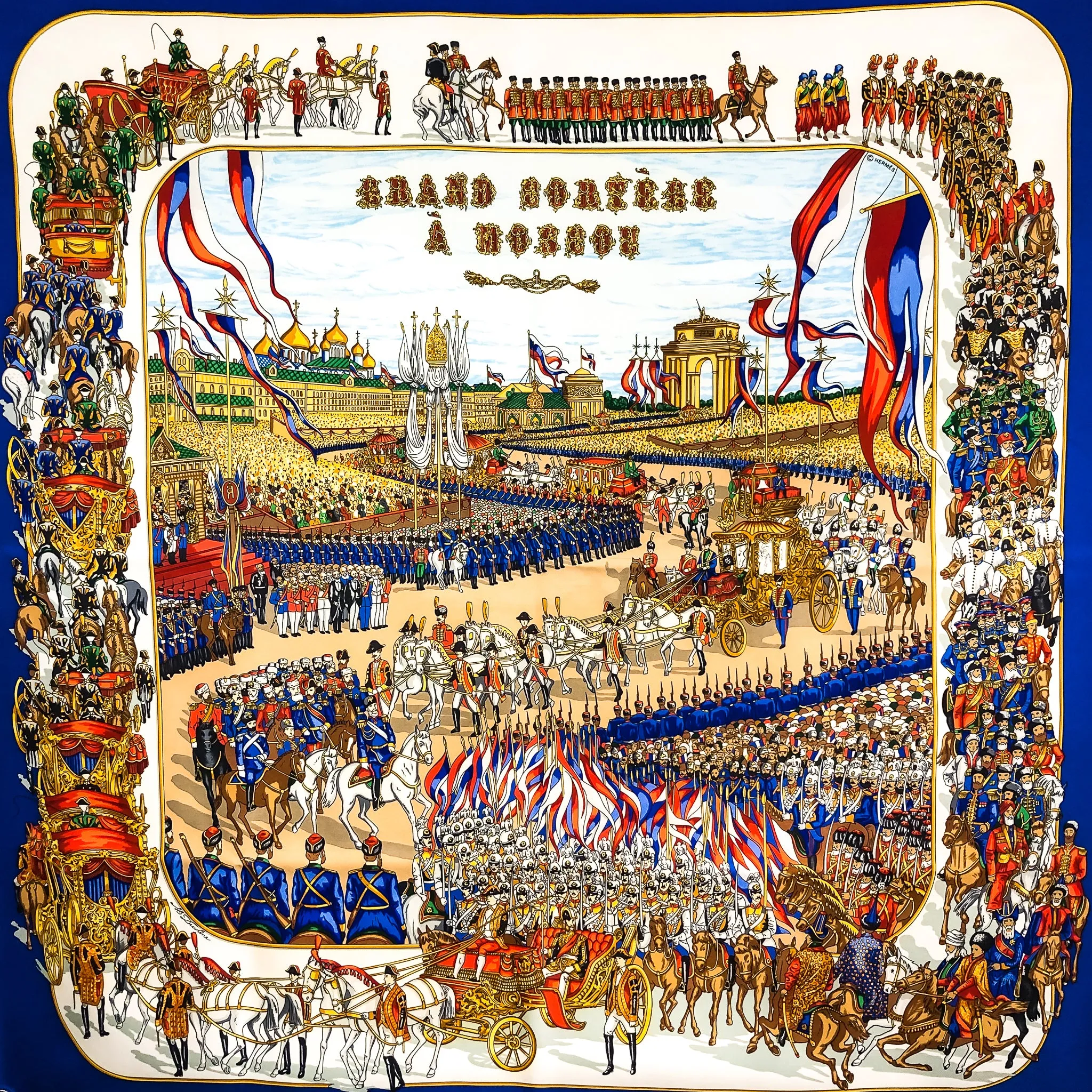 Grand Cortege a Moscou Hermes Scarf by Michel Duchene 90cm Silk Twill - GRAIL