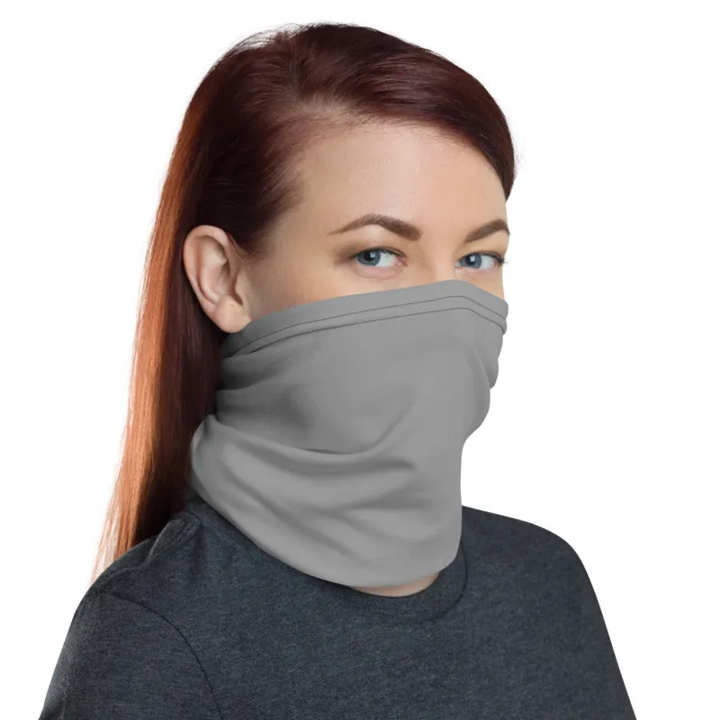 Gray Washable Face Mask Shield, Reusable Neck Warmer Bandana, Headband-Made in USA/EU