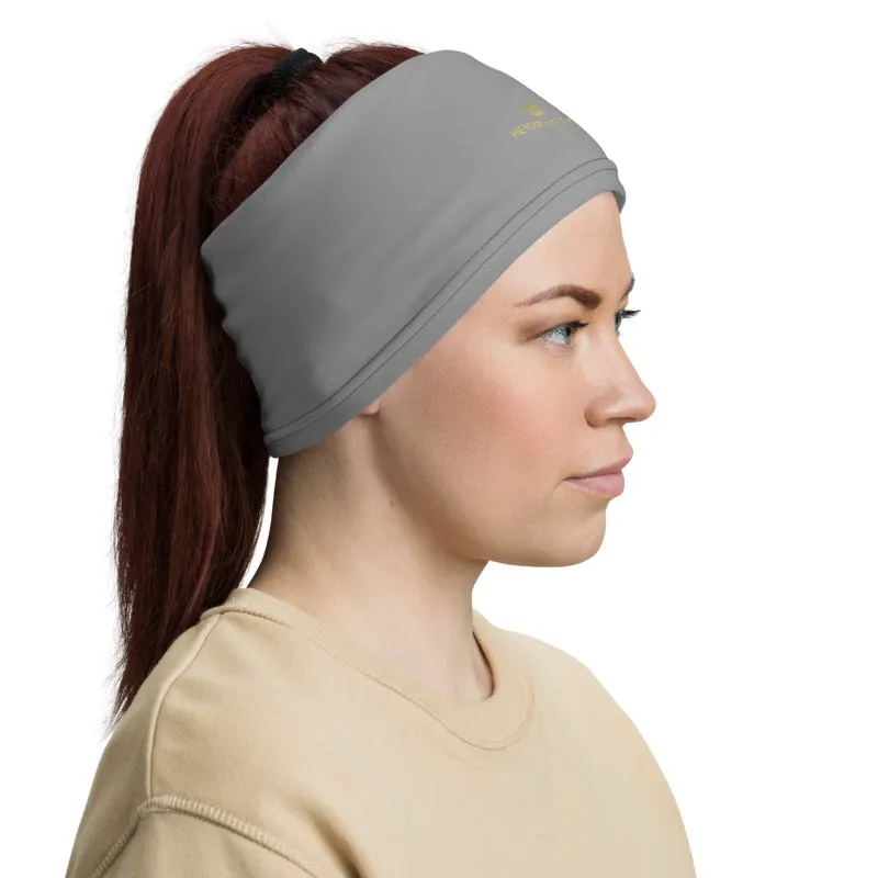 Gray Washable Face Mask Shield, Reusable Neck Warmer Bandana, Headband-Made in USA/EU