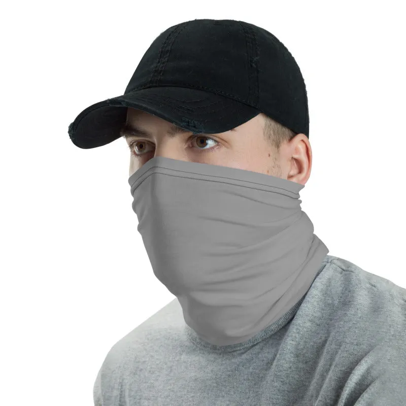Gray Washable Face Mask Shield, Reusable Neck Warmer Bandana, Headband-Made in USA/EU