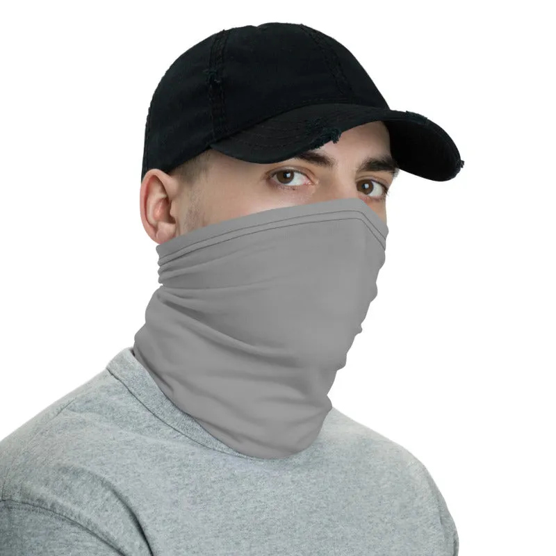 Gray Washable Face Mask Shield, Reusable Neck Warmer Bandana, Headband-Made in USA/EU