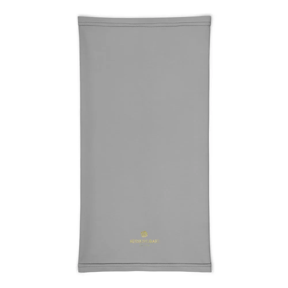 Gray Washable Face Mask Shield, Reusable Neck Warmer Bandana, Headband-Made in USA/EU