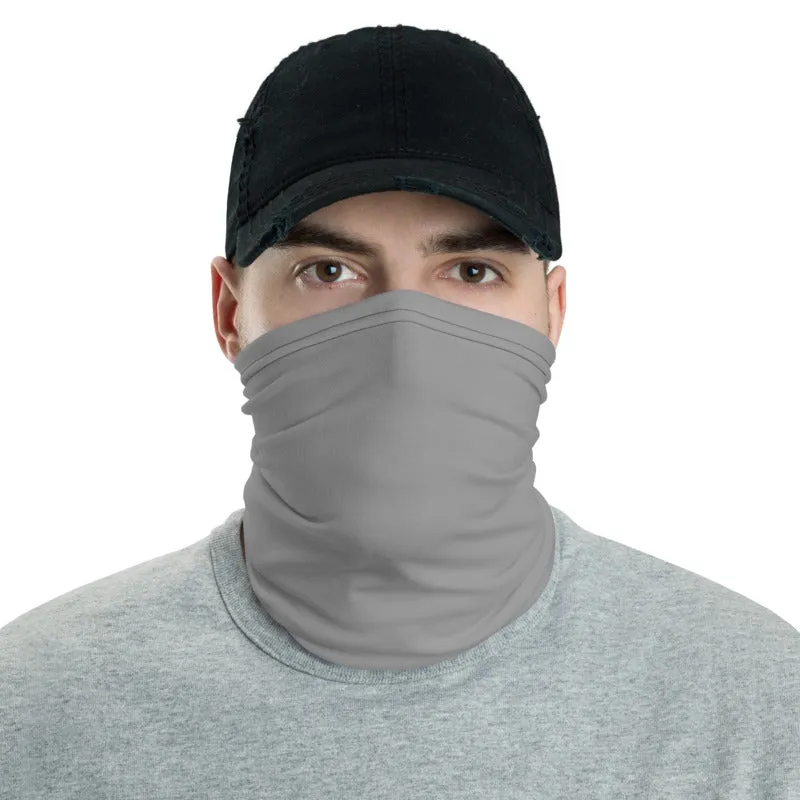 Gray Washable Face Mask Shield, Reusable Neck Warmer Bandana, Headband-Made in USA/EU