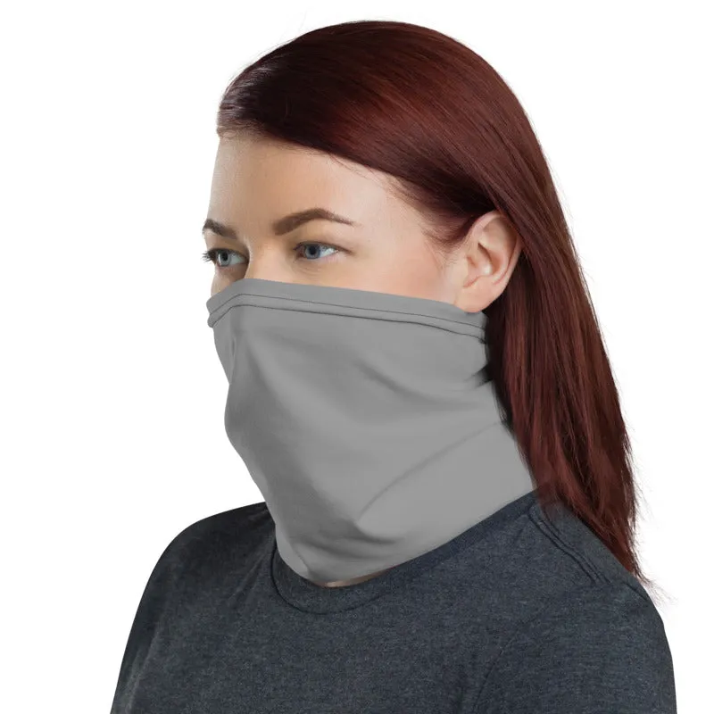 Gray Washable Face Mask Shield, Reusable Neck Warmer Bandana, Headband-Made in USA/EU