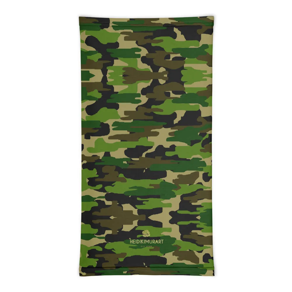 Green Camo Face Mask Shield, Army Print Headband Bandana Wristband-Made in USA/EU