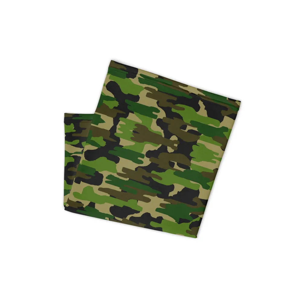 Green Camo Face Mask Shield, Army Print Headband Bandana Wristband-Made in USA/EU