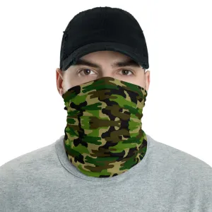 Green Camo Face Mask Shield, Army Print Headband Bandana Wristband-Made in USA/EU