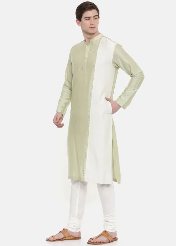 Green Ivory Silk blend kurta set