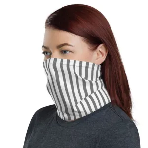 Grey Striped Face Mask Shield, White Headband Best Bandana Wristband-Made in USA/EU