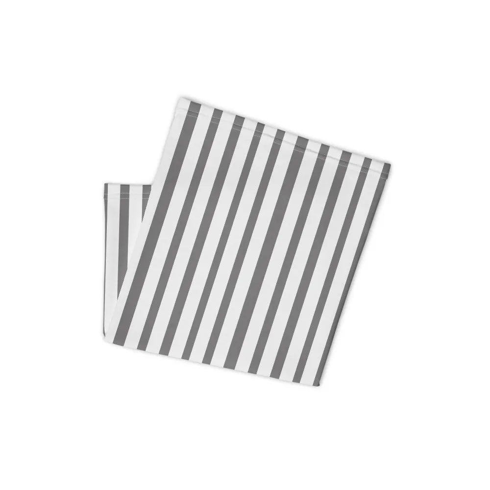 Grey Striped Face Mask Shield, White Headband Best Bandana Wristband-Made in USA/EU