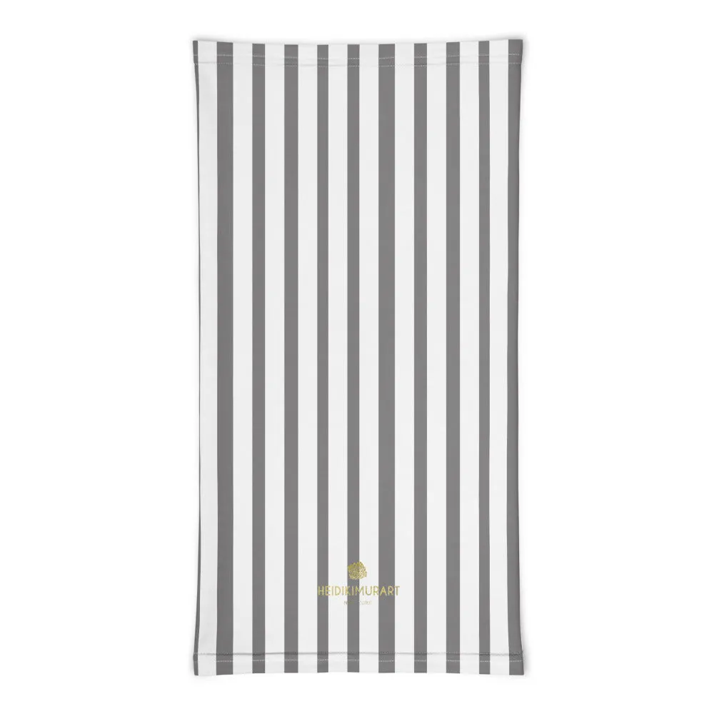 Grey Striped Face Mask Shield, White Headband Best Bandana Wristband-Made in USA/EU