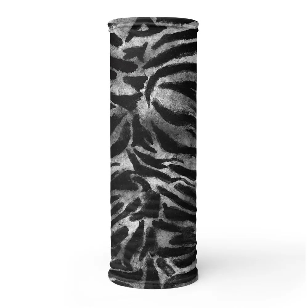 Grey Tiger Striped Face Mask Shield, Animal Print Headband Bandana -Made in USA/EU
