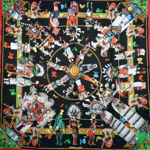 Hermes Silk Scarf Kachinas Kermit Oliver RARE w/Box
