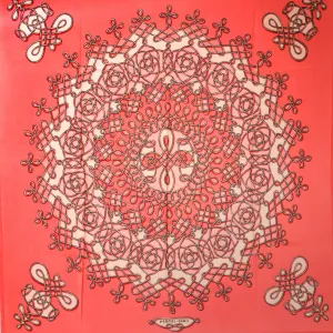 Hermes Silk Scarf Vinci Vintage 1968 RARE Salmon Pink Colorway