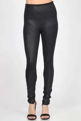 High Waist Antiqued Faux Leather Legging