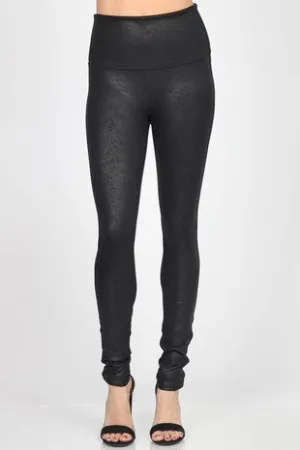 High Waist Antiqued Faux Leather Legging