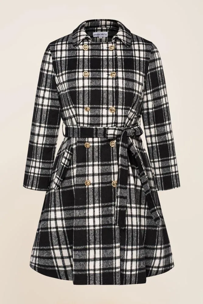 HN Double Breasted Overcoat with Belt Lapel Collar Peacoat